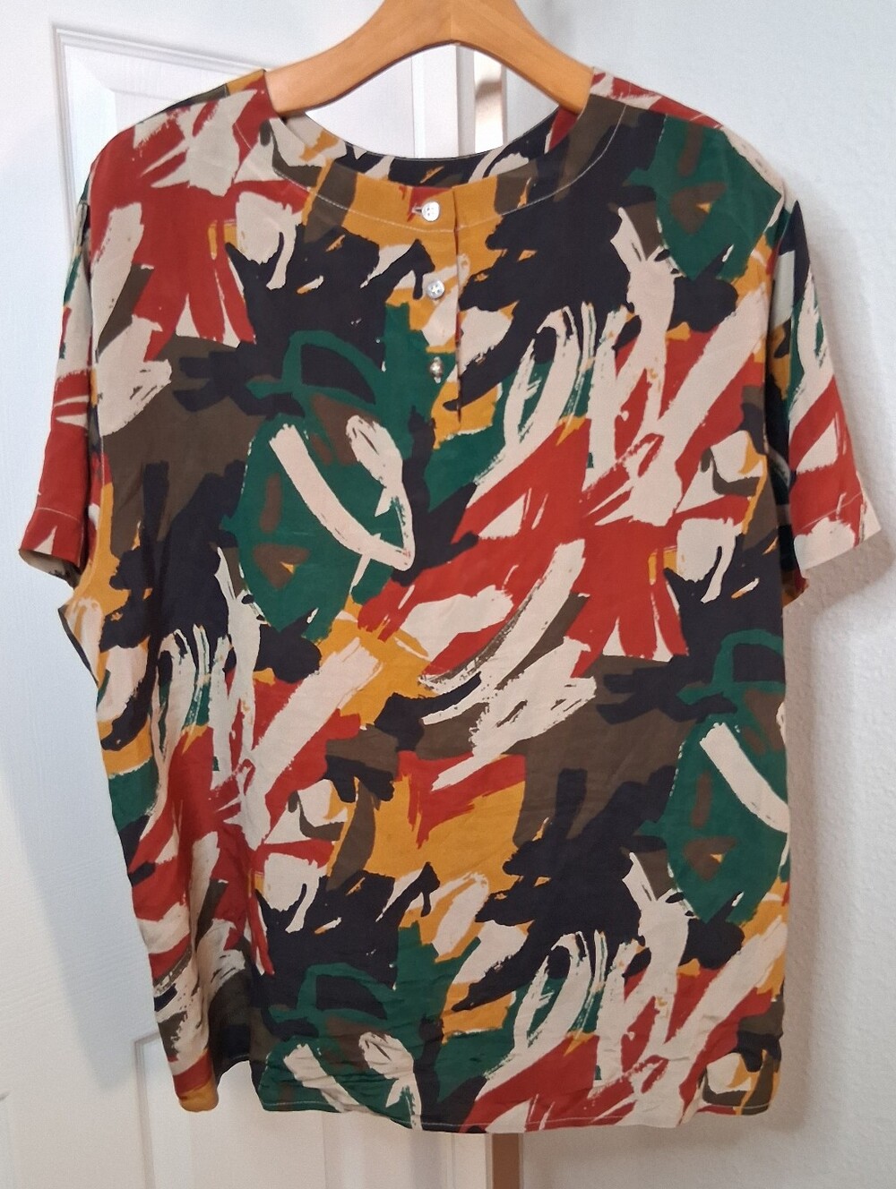 Vintage Jones New York Silk Patterned Blouse Size 16